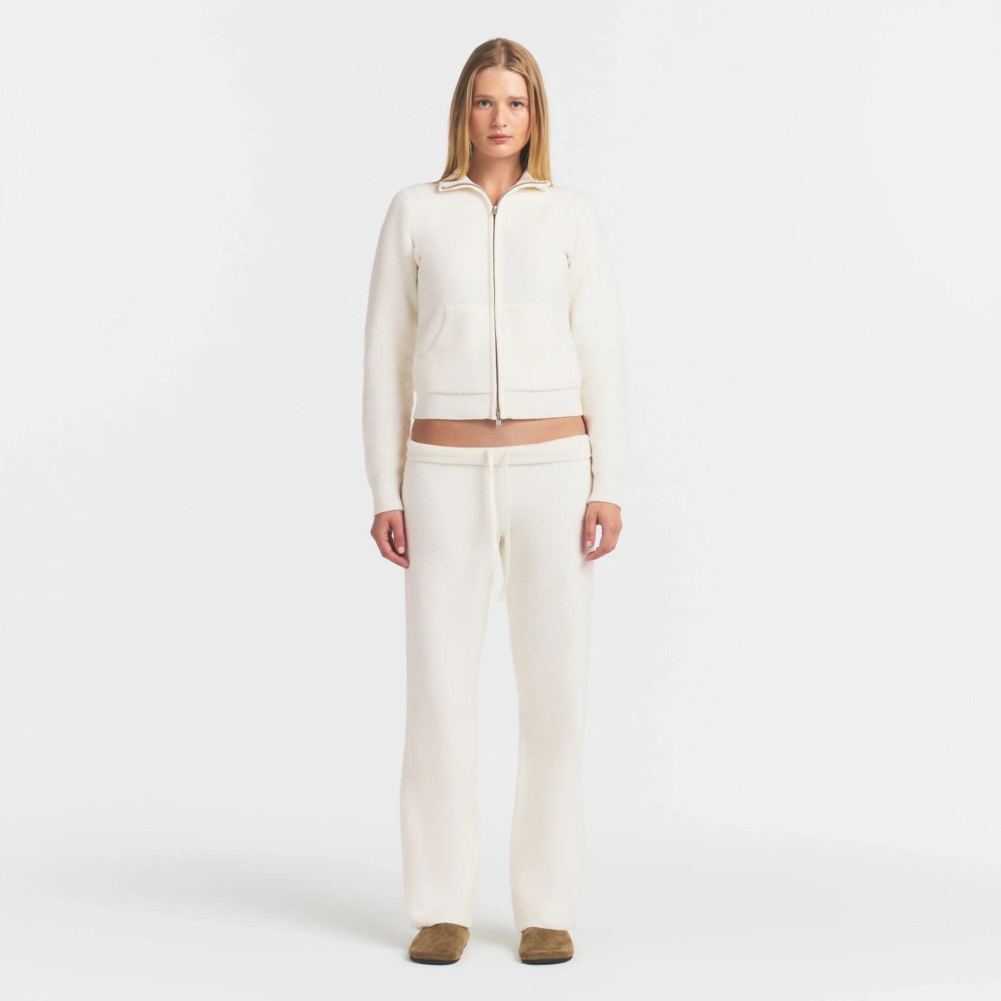 TEXTURED KNIT SHERPA PANT | IVORY
