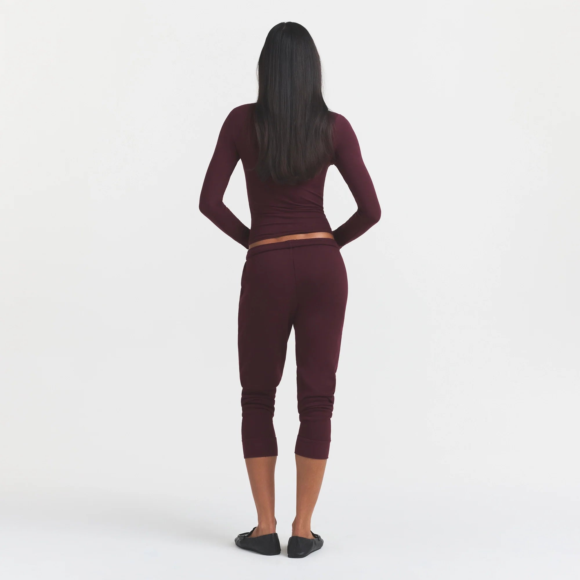 COTTON FLEECE LEGGING WITH EMBOSSED LOGO | CURRANT