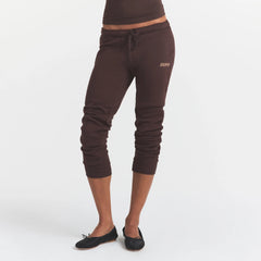 COTTON FLEECE LEGGING WITH EMBOSSED LOGO | ESPRESSO