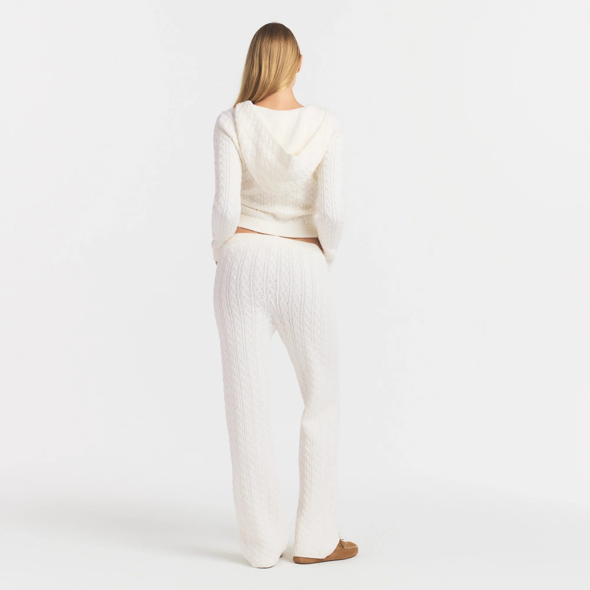 SWEATER KNIT CABLE STRAIGHT LEG PANT | IVORY