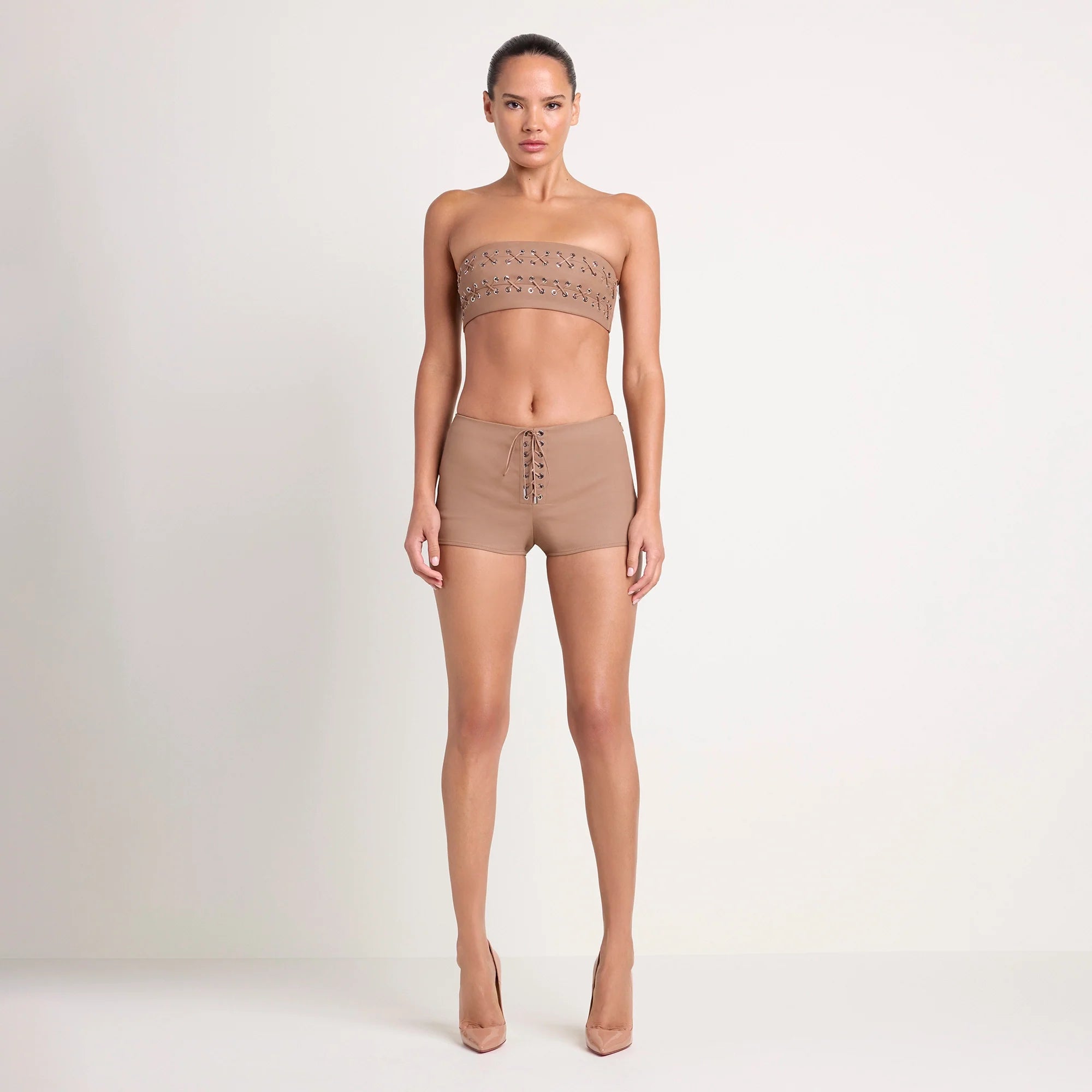 LUDOVIC DE SAINT SERNIN X SKIMS WAXED COTTON MICRO SHORT | SIENNA
