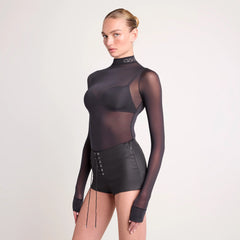 LUDOVIC DE SAINT SERNIN X SKIMS MILKY SHEER MOCK NECK LONG SLEEVE TOP | ONYX