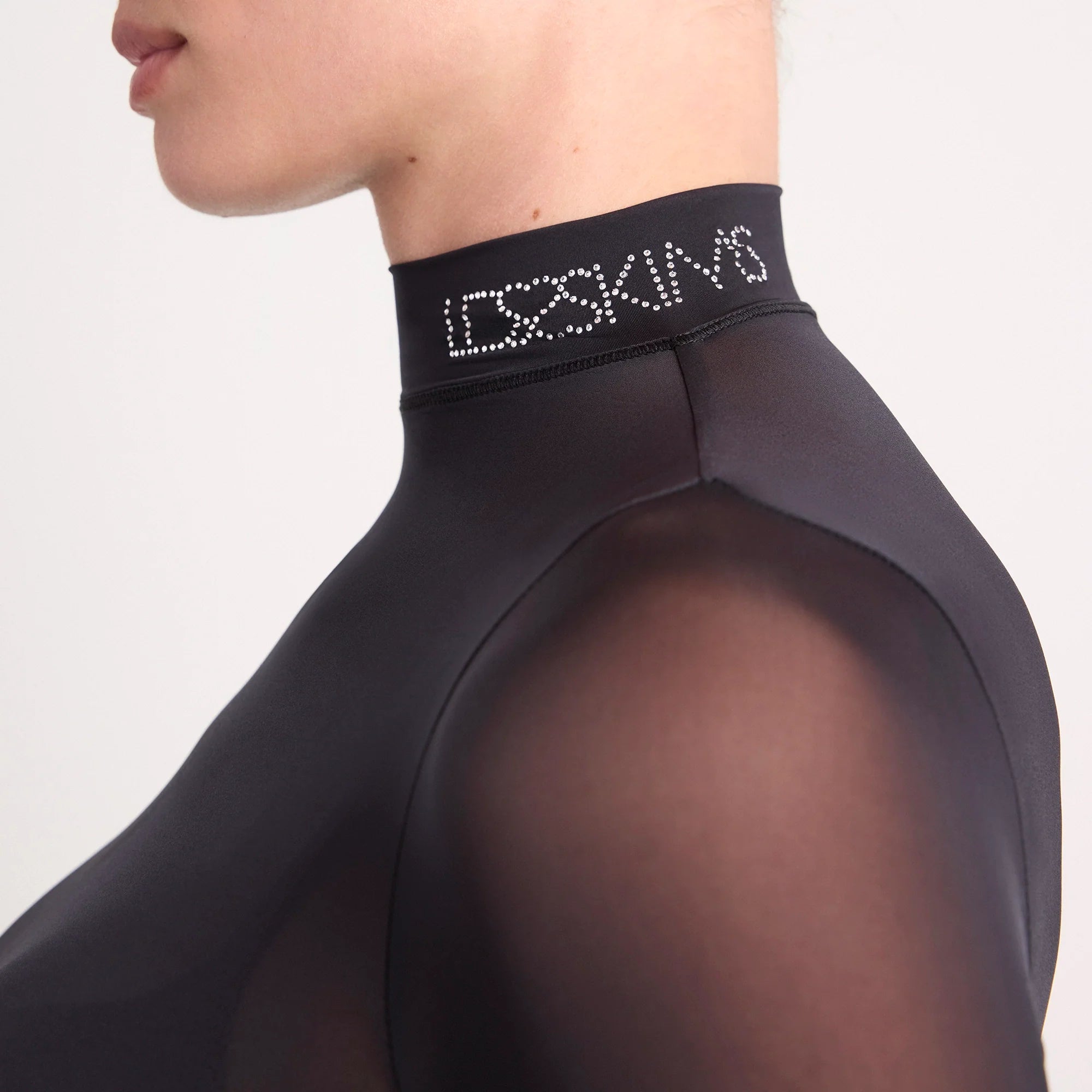 LUDOVIC DE SAINT SERNIN X SKIMS MILKY SHEER MOCK NECK LONG SLEEVE TOP | ONYX
