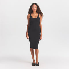 COTTON RIB TANK MIDI DRESS | SOOT