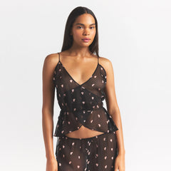 SKIMS ROMANCE WRAP CAMI TOP | OBSIDIAN SPACED HEARTS