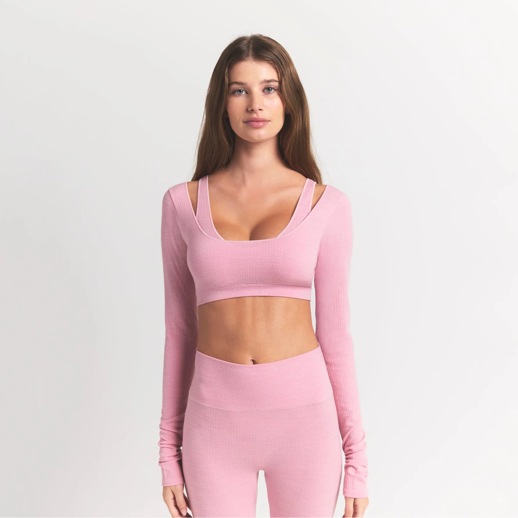 WOOL RIB LONG SLEEVE CROPPED TOP | HALITE