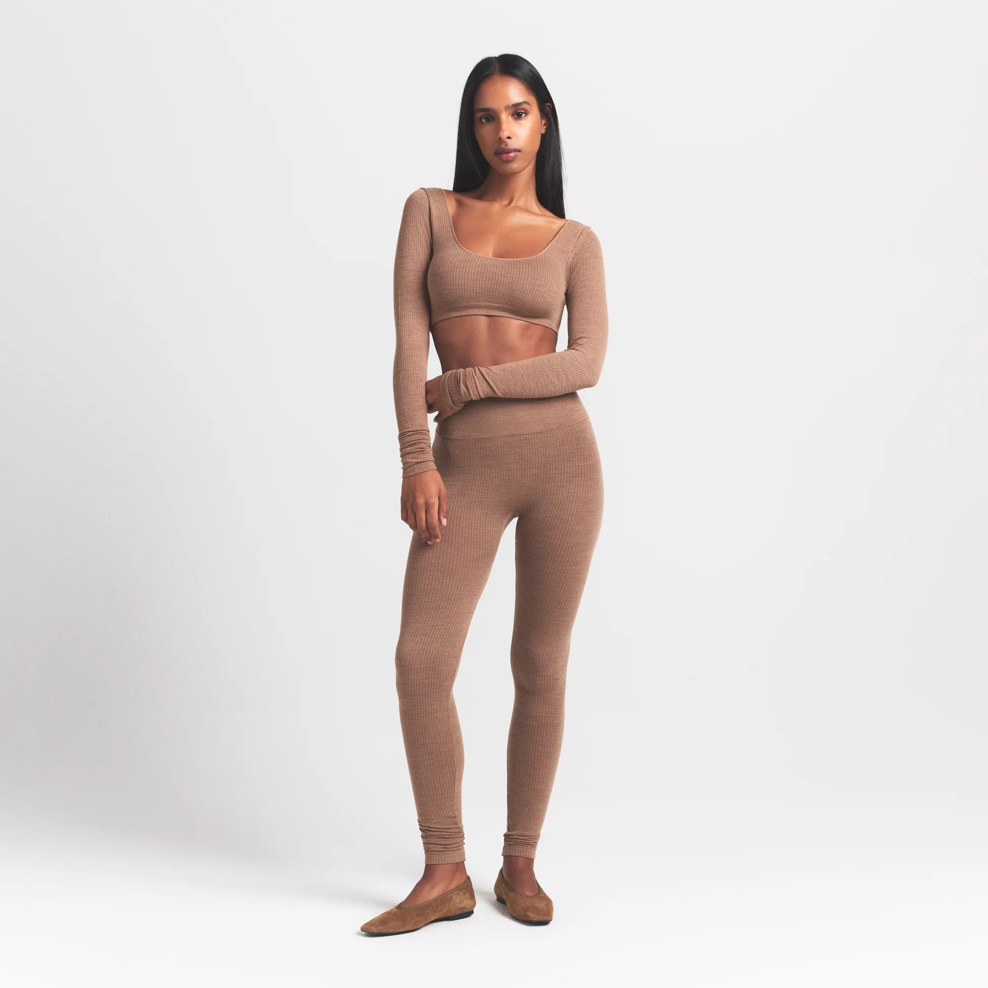 WOOL RIB LONG SLEEVE CROPPED TOP | SIENNA