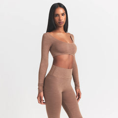 WOOL RIB LONG SLEEVE CROPPED TOP | SIENNA
