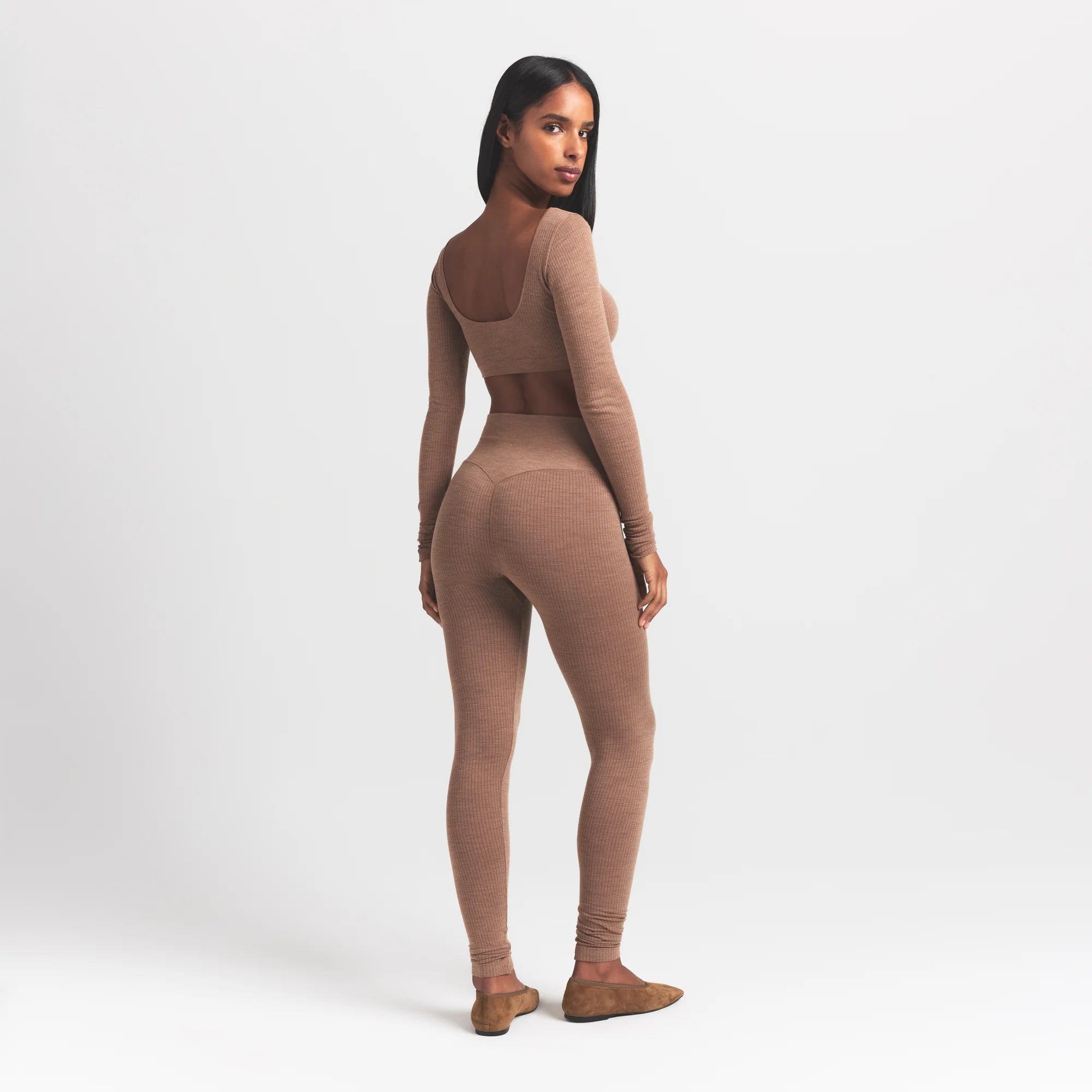 WOOL RIB LONG SLEEVE CROPPED TOP | SIENNA