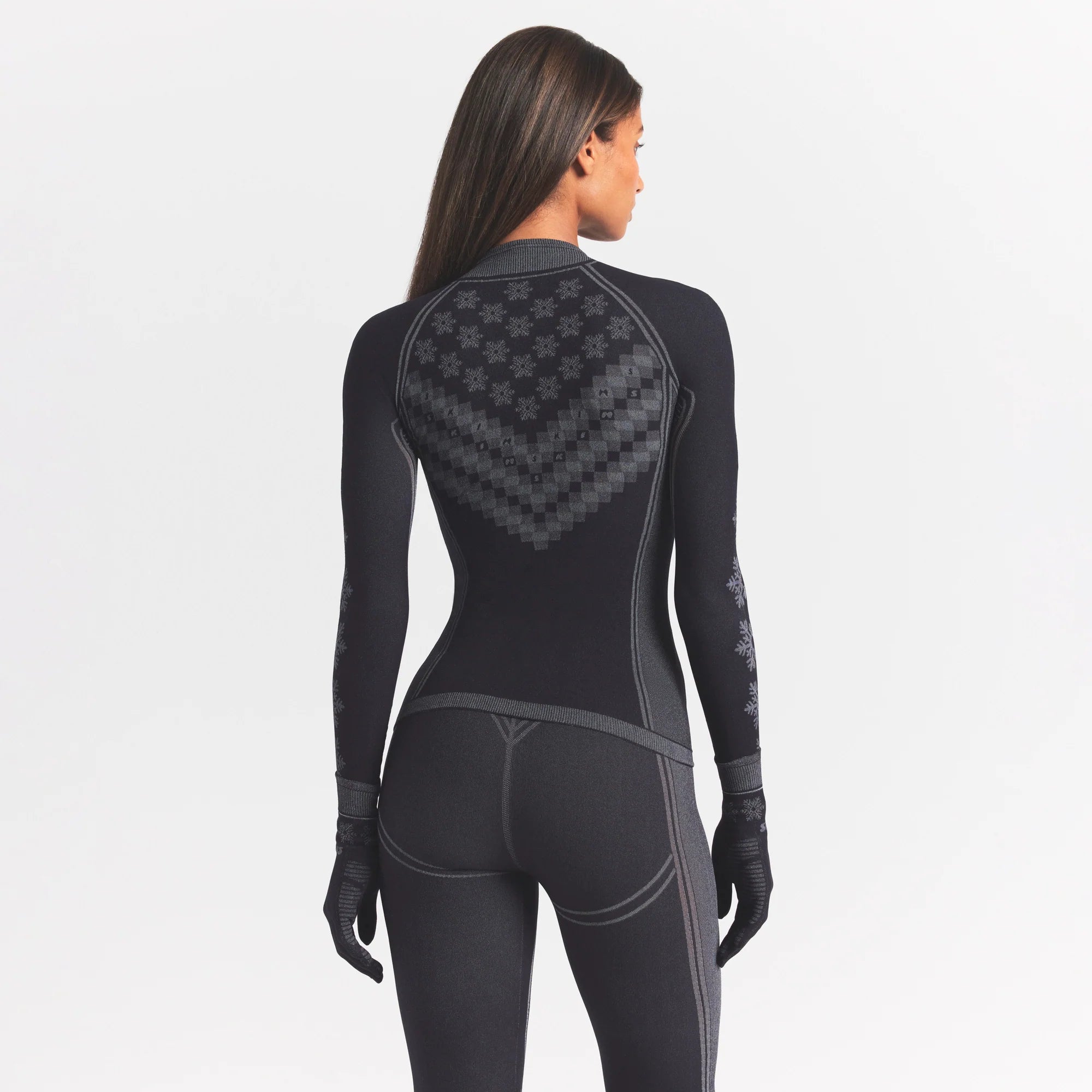 SKIMS FIRST LAYERS HALF ZIP LONG SLEEVE | OBSIDIAN WINTER FAIRISLE