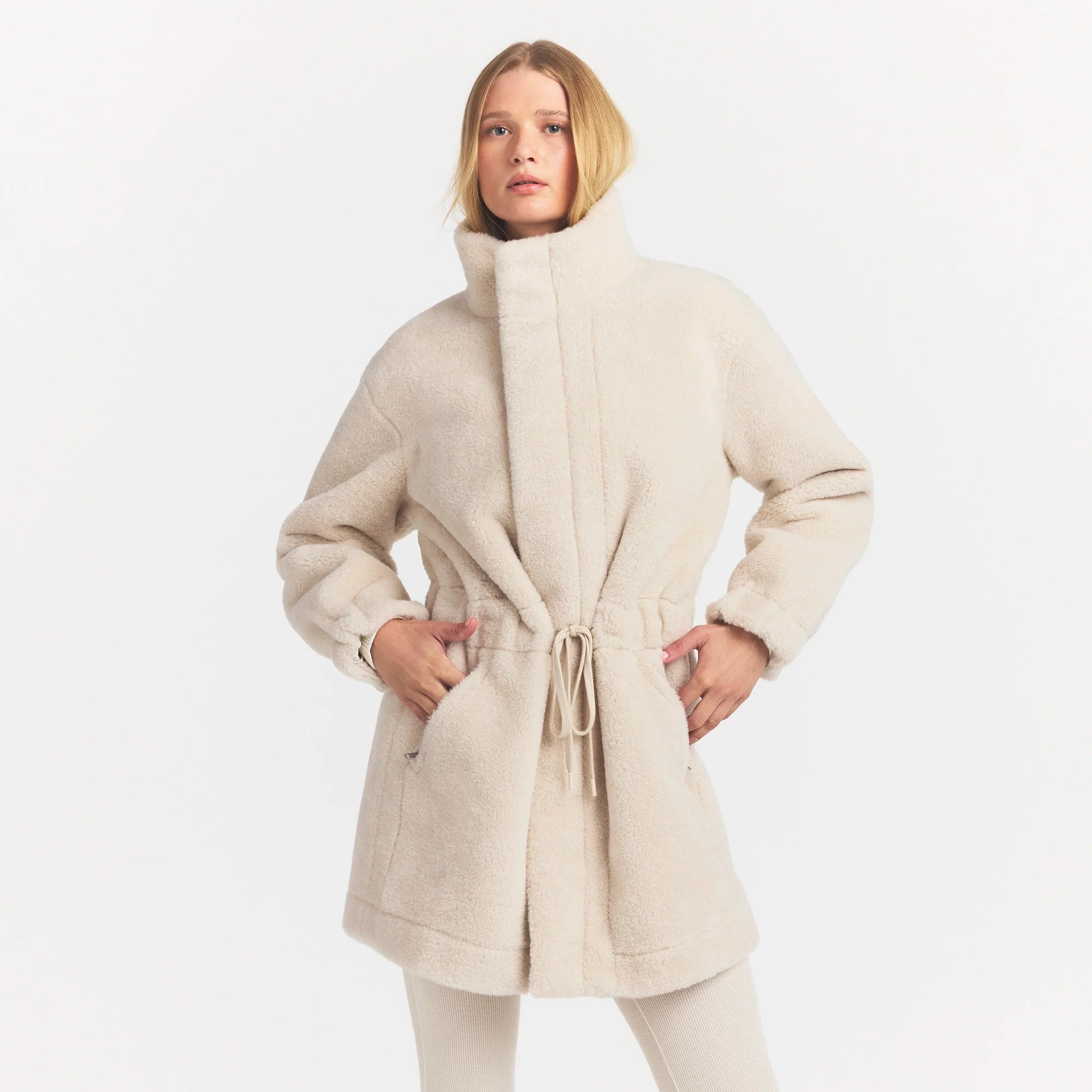 FAUX SHEARLING ZIP UP JACKET | BUFF