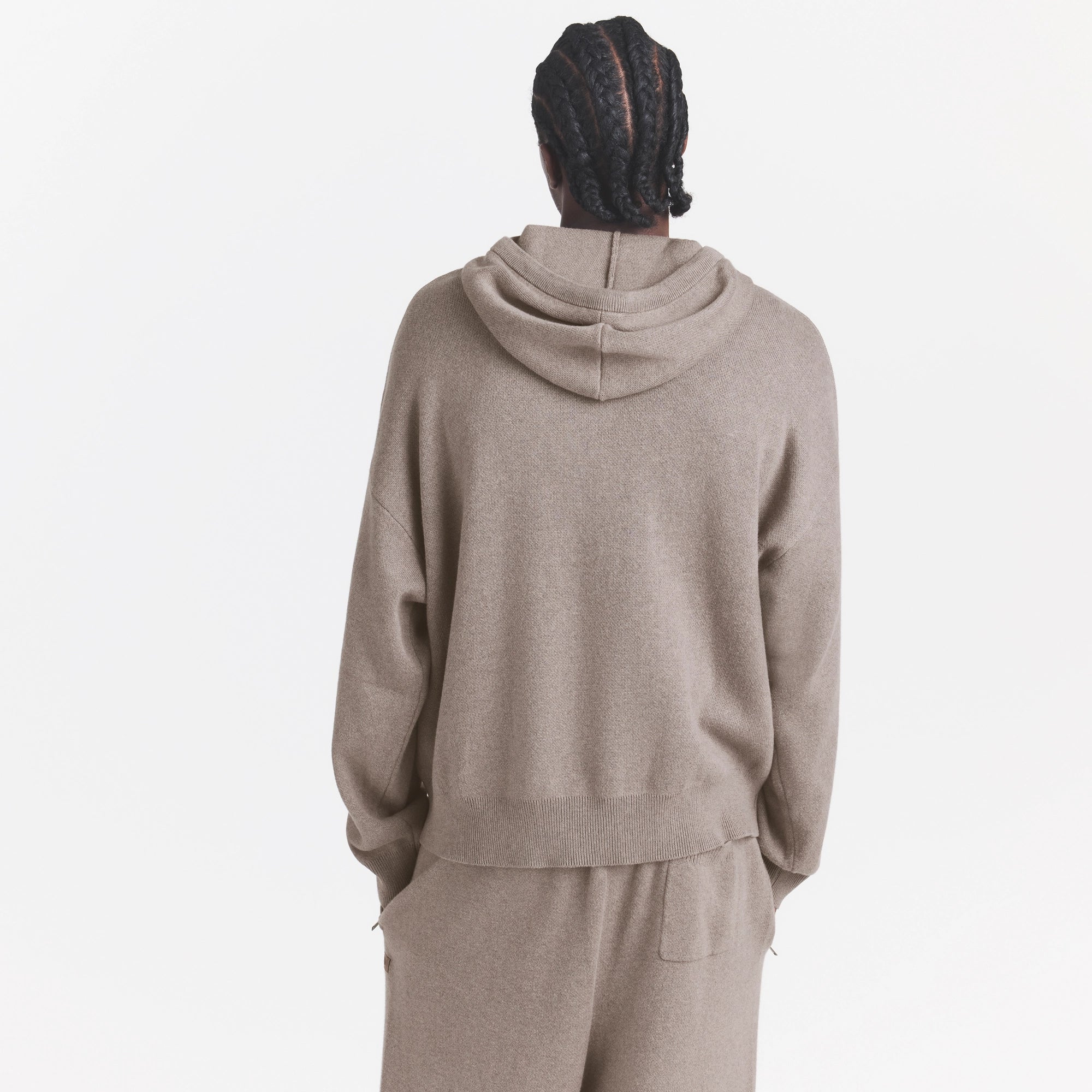 COTTON KNIT MENS ZIP UP HOODIE | DESERT HEATHER GREY