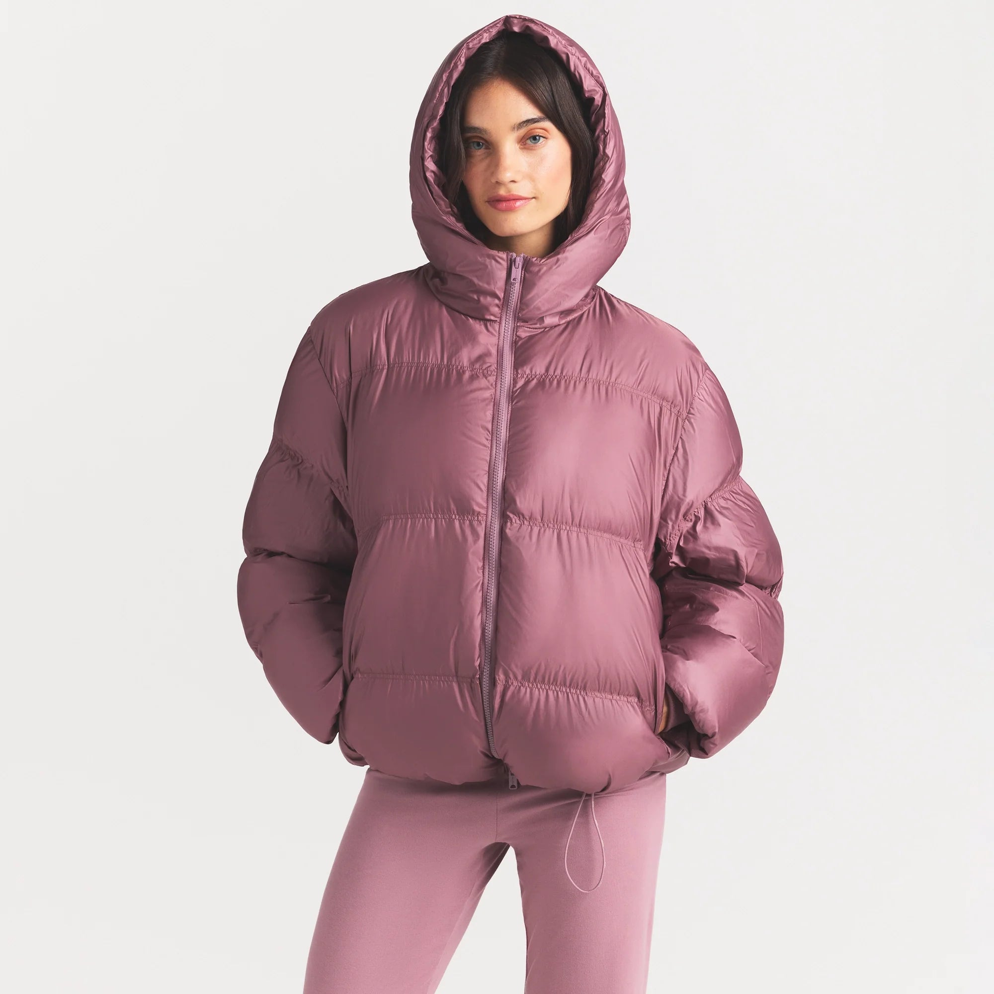 SKIMS PUFFERS HOODED JACKET | MUTED MAUVE