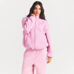 OUTDOOR FLEECE MOCK NECK ZIP UP JACKET | BUBBLE GUM