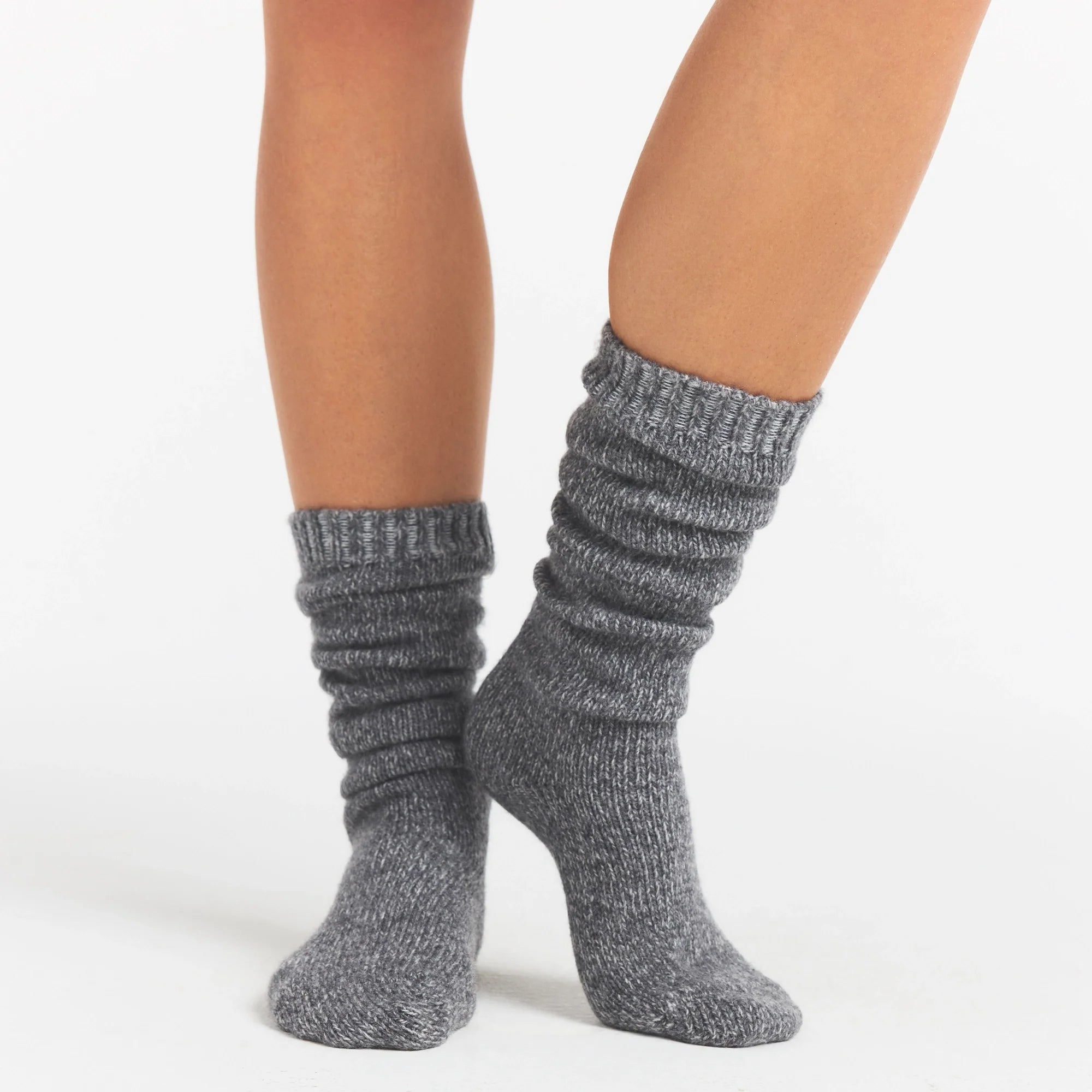 TWEED KNIT SLOUCH SOCK | DARK HEATHER GREY