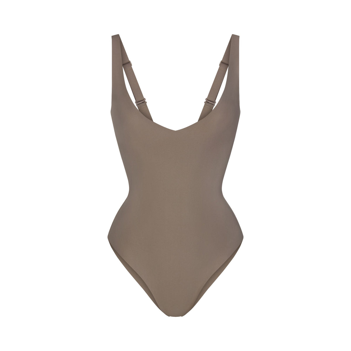 SKIMS BODY UNLINED PLUNGE THONG BODYSUIT | MINK