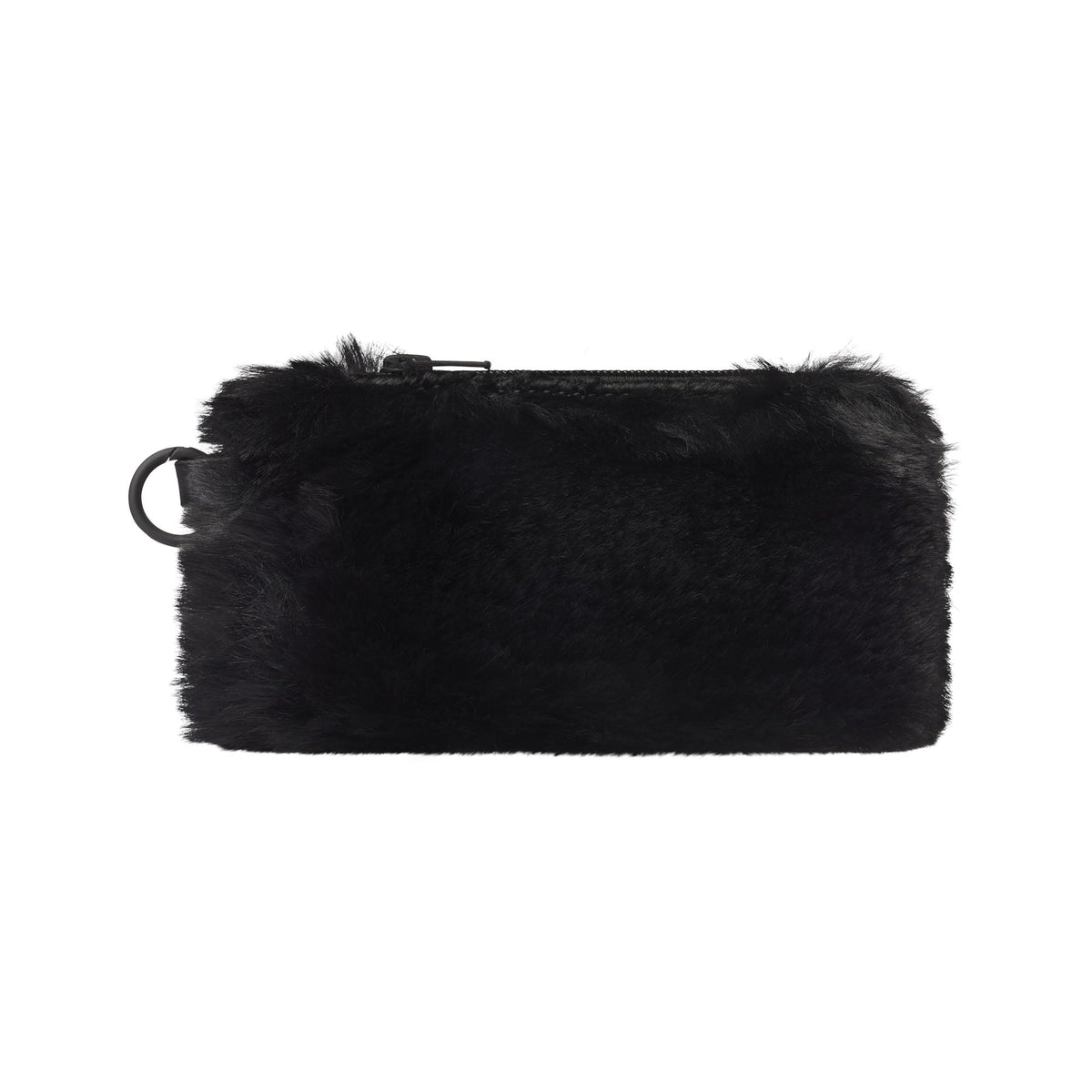 FAUX FUR SMALL POUCH KEYCHAIN | ONYX