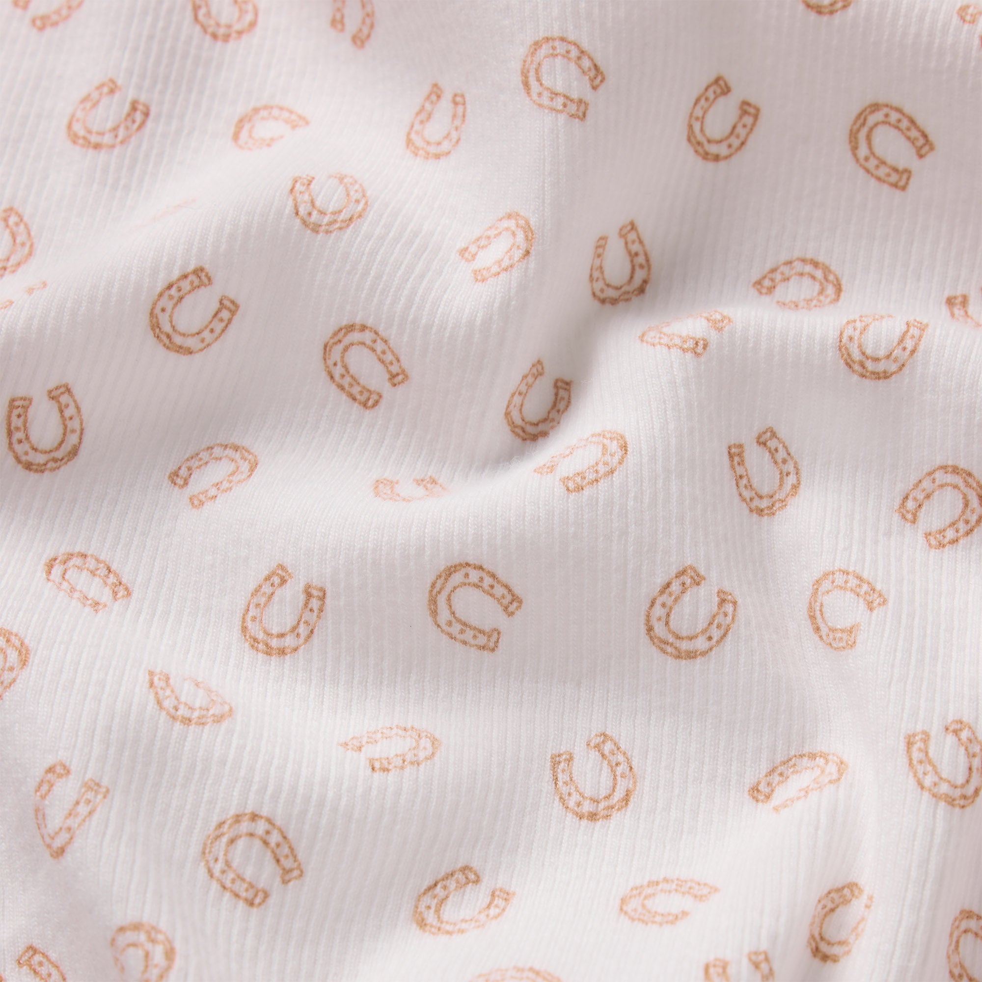 COTTON RIB T-SHIRT | OCHRE HORSESHOE PRINT