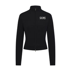 SWEATER KNIT LOGO ZIP UP MOCK NECK SWEATER | ONYX EGRET