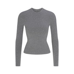 COTTON JERSEY LONG SLEEVE T-SHIRT | DARK HEATHER GREY