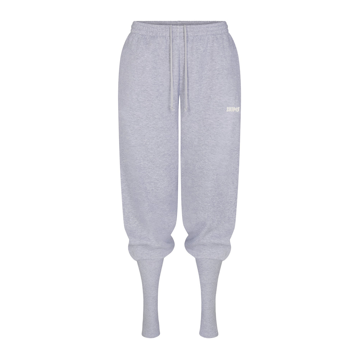 COTTON FLEECE LEG WARMER SWEATPANT WITH EMBOSSED LOGO | HEATHER GREY