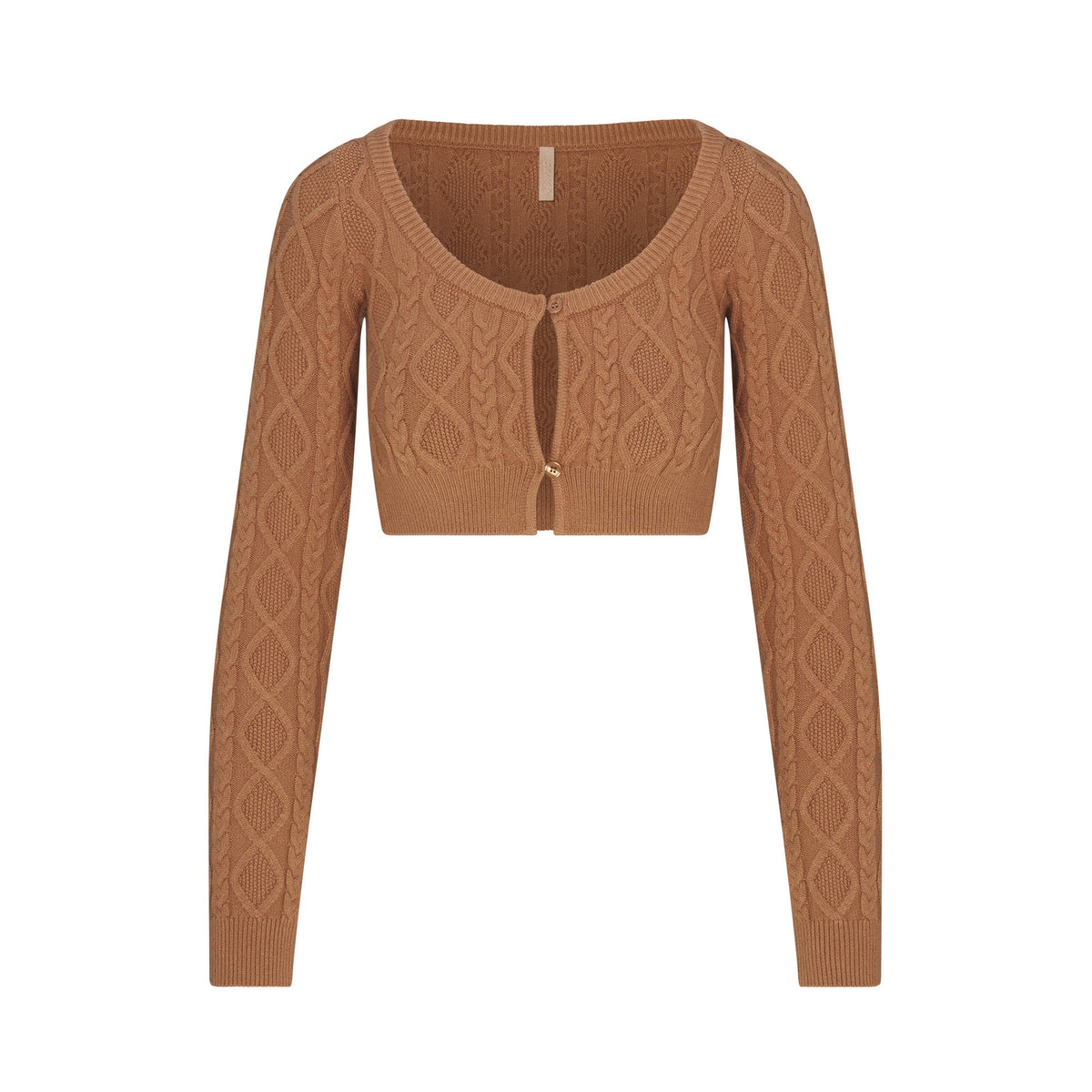 SNOW BUNNY CABLE KNIT CARDIGAN | DARK HONEY