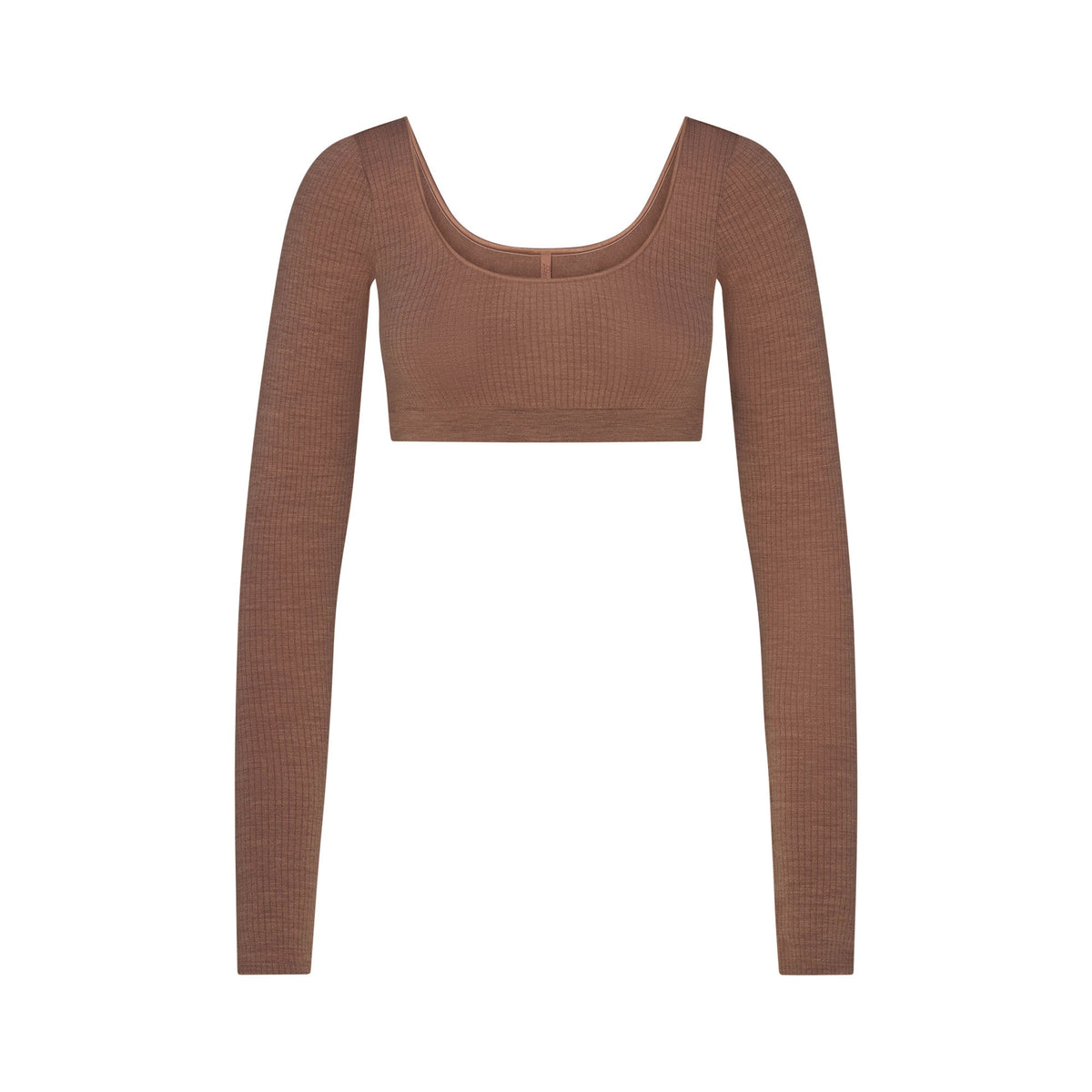 WOOL RIB LONG SLEEVE CROPPED TOP | SIENNA