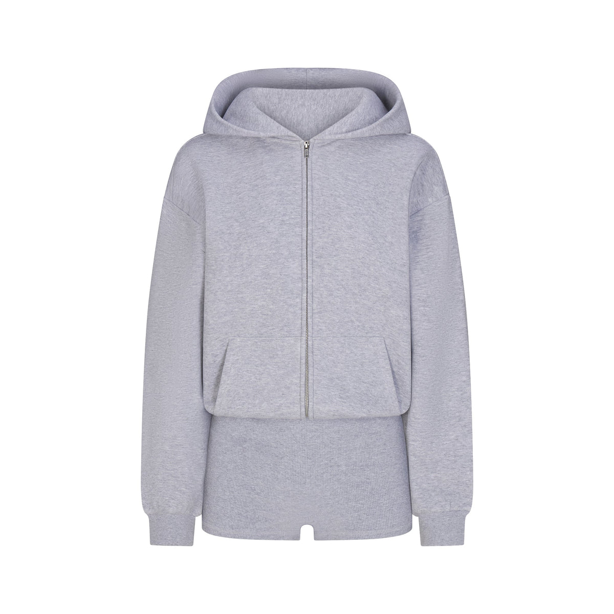 COTTON FLEECE ZIP UP ONESIE | HEATHER GREY