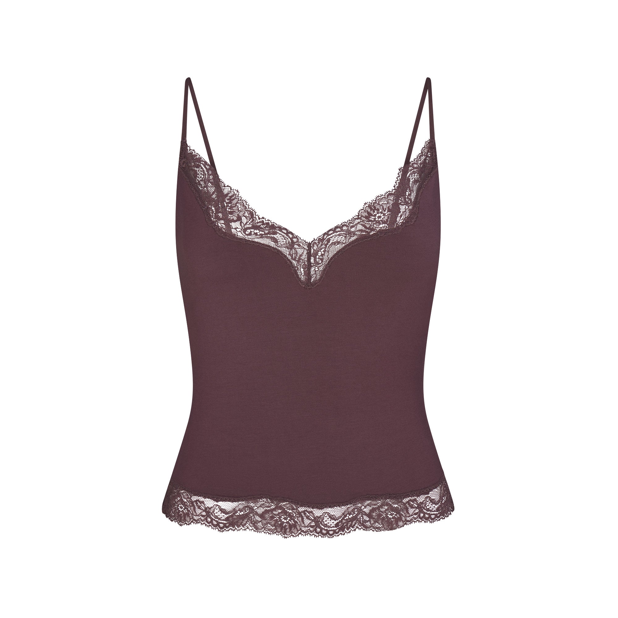 SKIMS SLEEP LACE CAMI AND PANT SLEEP SET | RAISIN