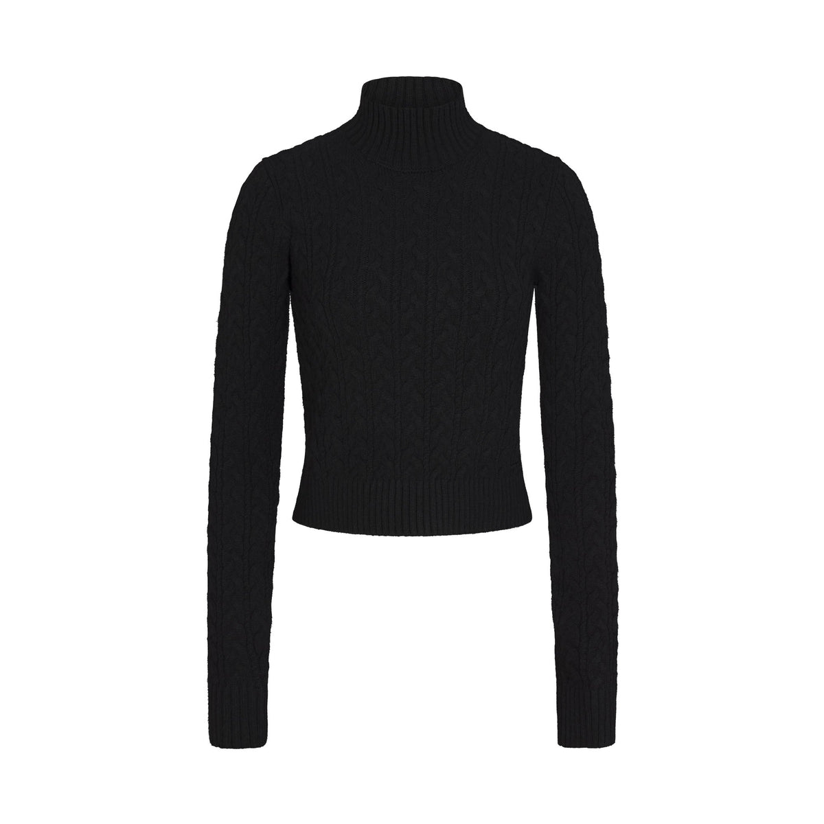 SWEATER KNIT CABLE TURTLENECK | ONYX