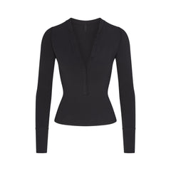COTTON JERSEY HENLEY LONG SLEEVE | SOOT