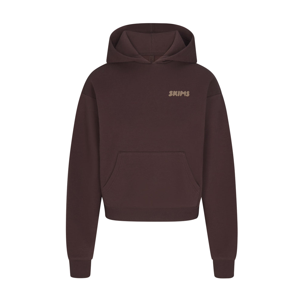 COTTON FLEECE HOODIE WITH EMBOSSED LOGO | ESPRESSO