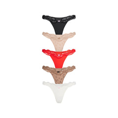 FITS EVERYBODY LACE STRING THONG 5-PACK | SKETCHED HEARTS MULTI