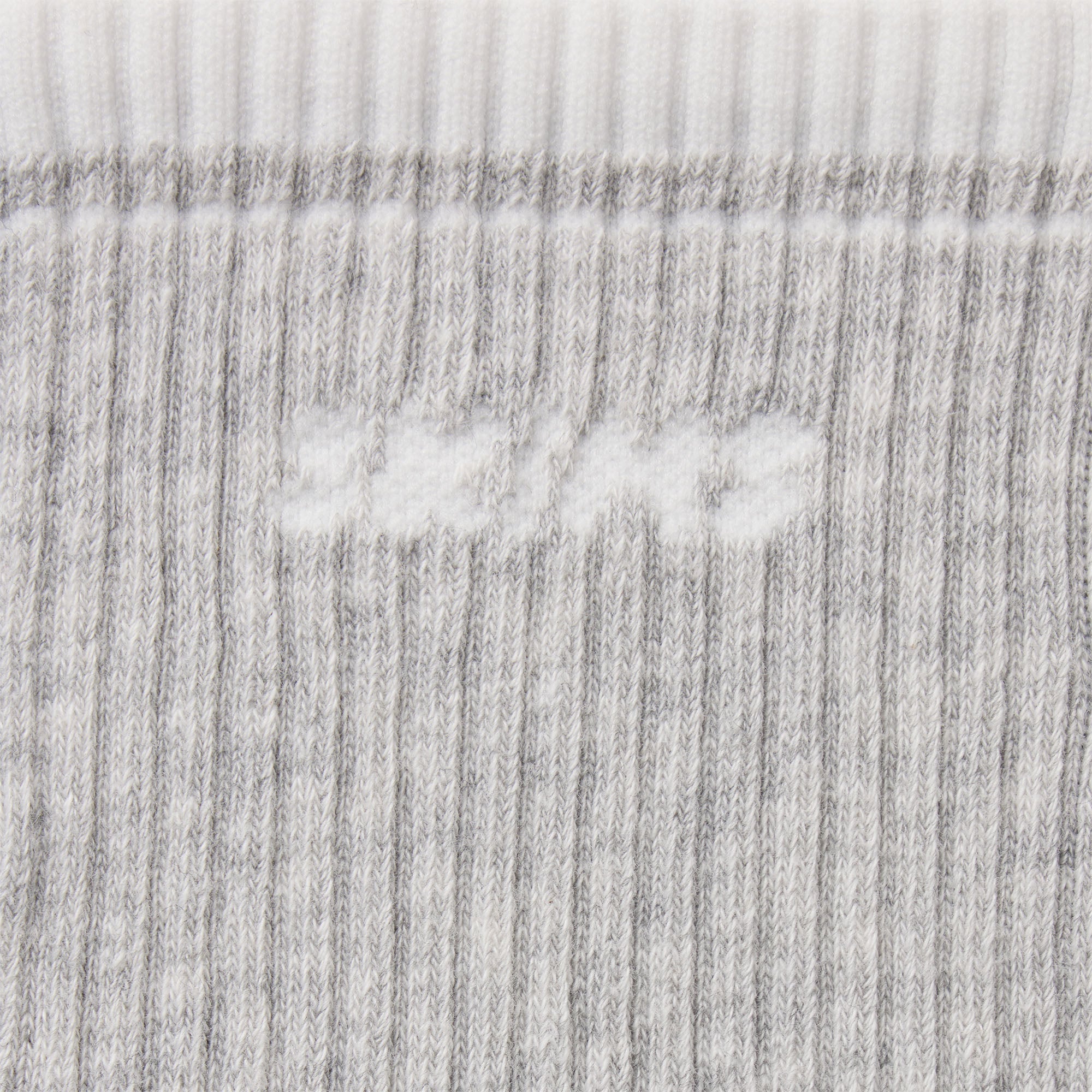 SKIMS SOCKS RIBBED CREW LOGO SOCK | LIGHT HEATHER GREY AND SNOW