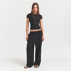 SHEER RIB T-SHIRT | SOOT