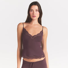 SKIMS SLEEP LACE CAMI AND PANT SLEEP SET | RAISIN