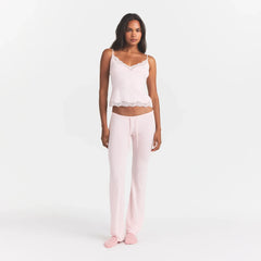 SKIMS SLEEP LACE CAMI AND PANT SLEEP SET | BARELY PINK