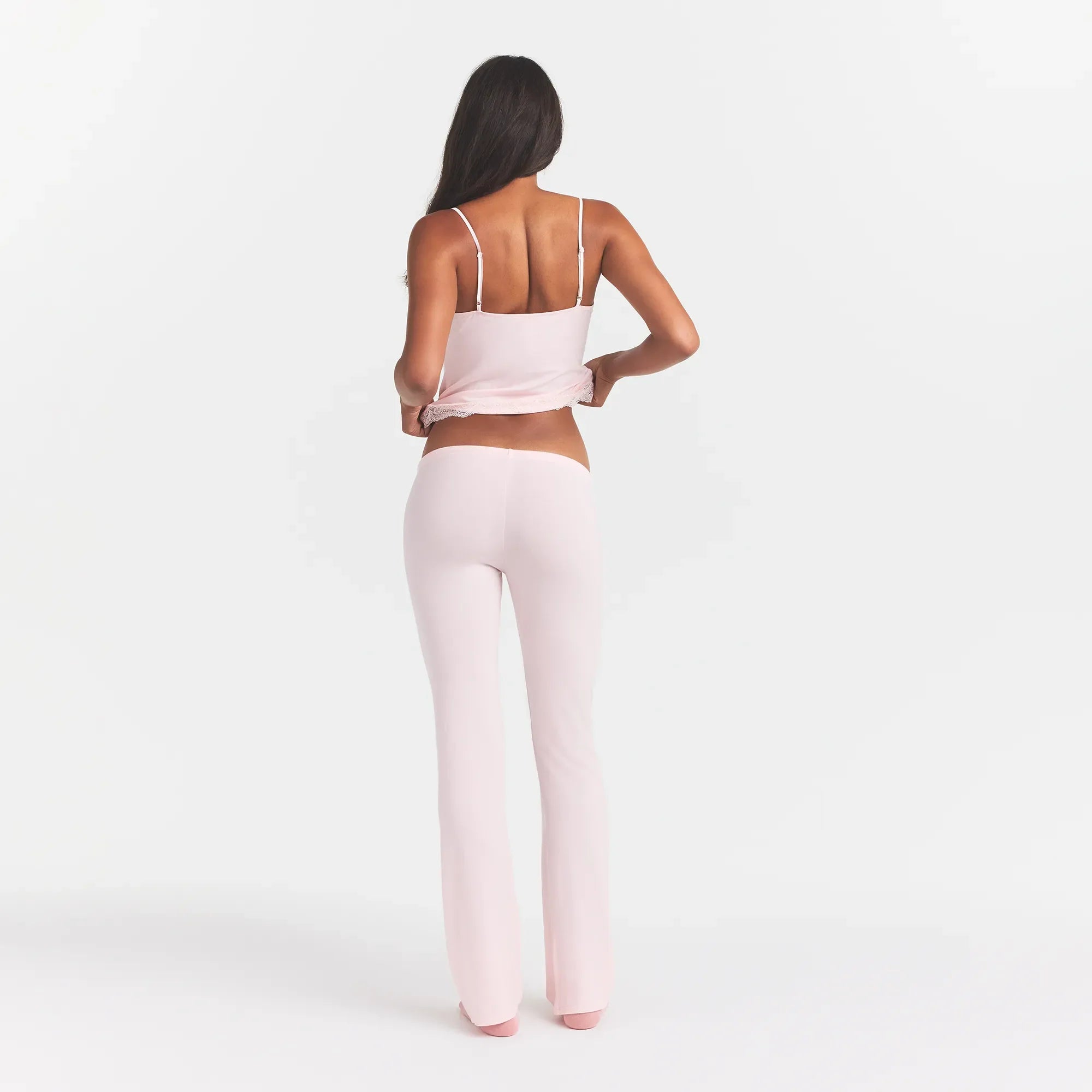 SKIMS SLEEP LACE CAMI AND PANT SLEEP SET | BARELY PINK