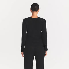 AIRY CASHMERE V-NECK PULLOVER | ONYX