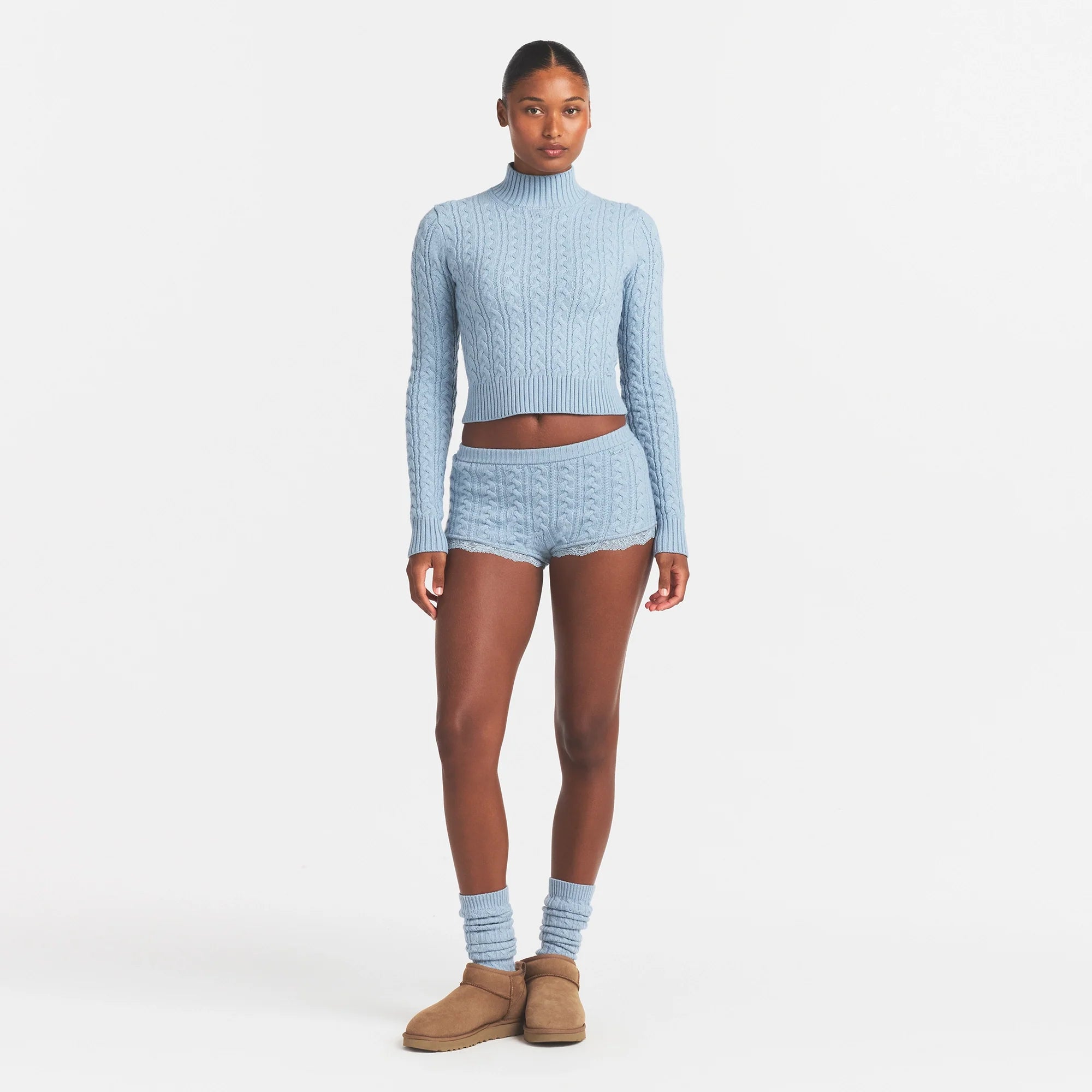 SWEATER KNIT CABLE TURTLENECK | FOG