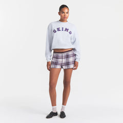 COTTON FLEECE CREWNECK | LIGHT HEATHER GREY ARCHED SKIMS PLAID