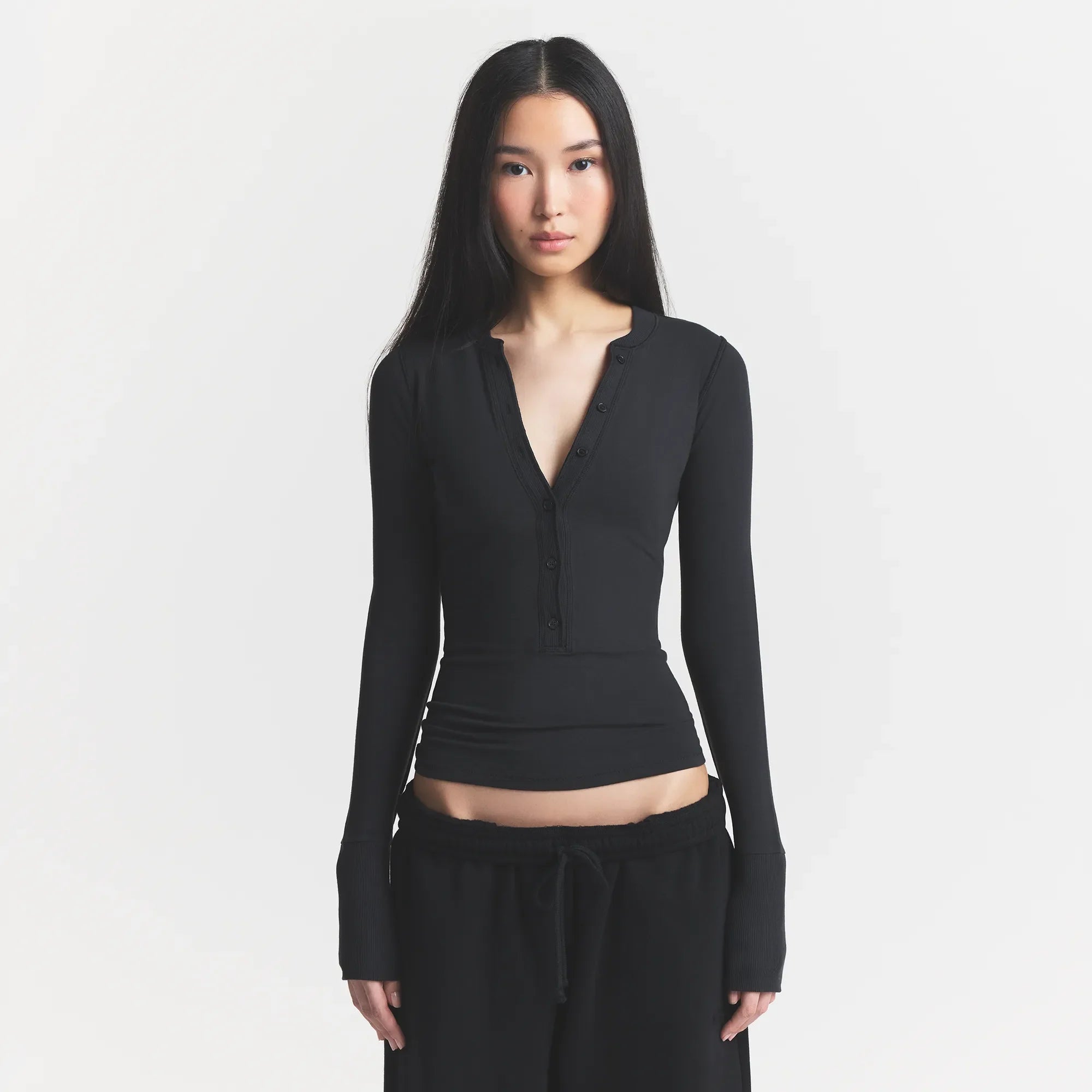 COTTON JERSEY HENLEY LONG SLEEVE | SOOT