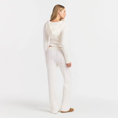 SWEATER KNIT CABLE ZIP UP HOODIE | IVORY