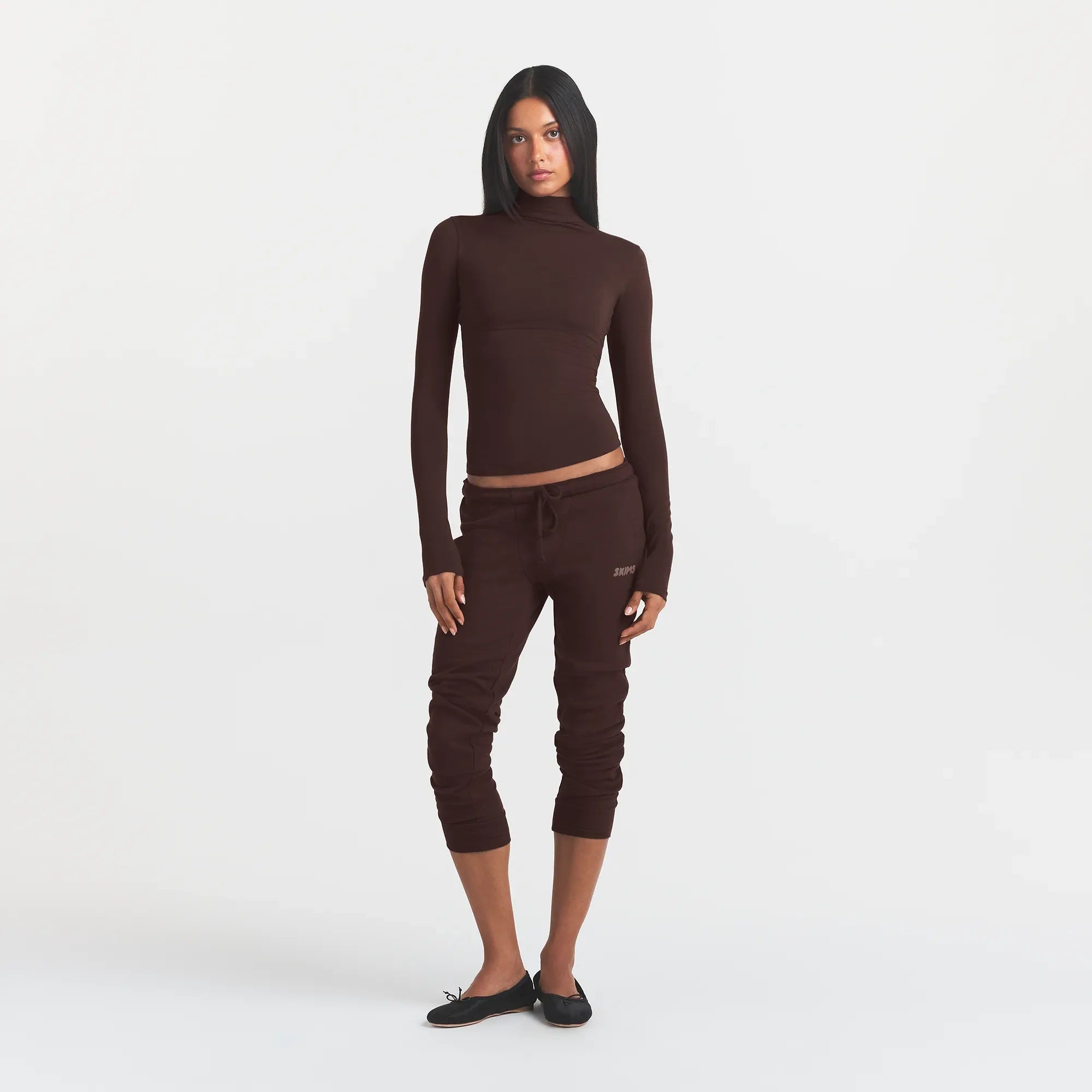 COTTON JERSEY TURTLENECK LONG SLEEVE | ESPRESSO