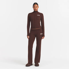 SWEATER KNIT LOGO ZIP UP MOCK NECK SWEATER | COCOA EGRET
