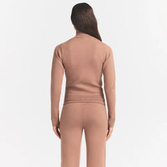 SWEATER KNIT LOGO ZIP UP MOCK NECK SWEATER | SIENNA EGRET