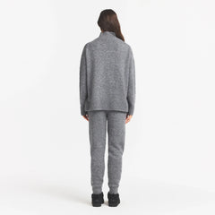 TWEED KNIT TEXTURED OVERSIZED TURTLENECK | DARK HEATHER GREY