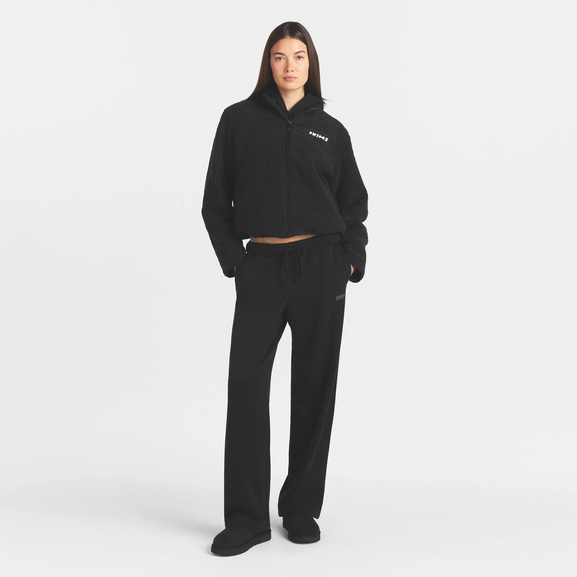 TEDDY BOXY ZIP UP JACKET | ONYX
