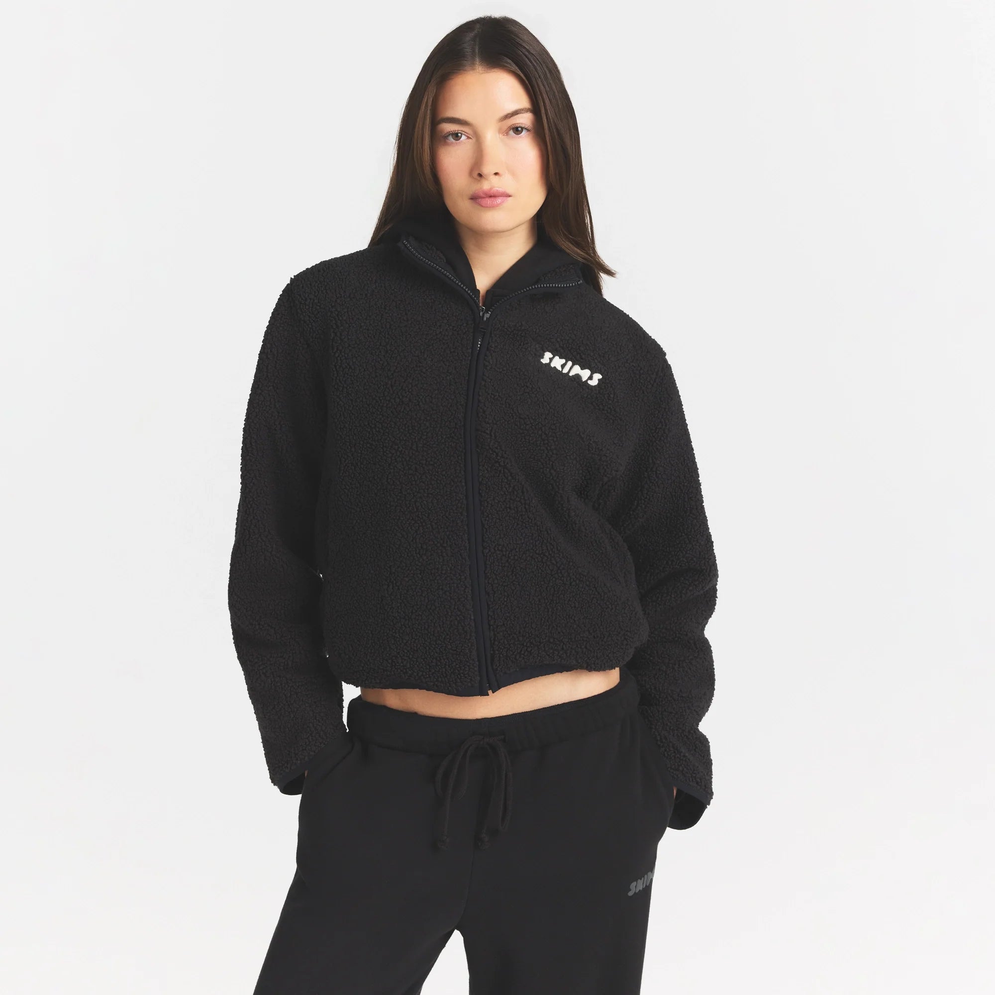 TEDDY BOXY ZIP UP JACKET | ONYX