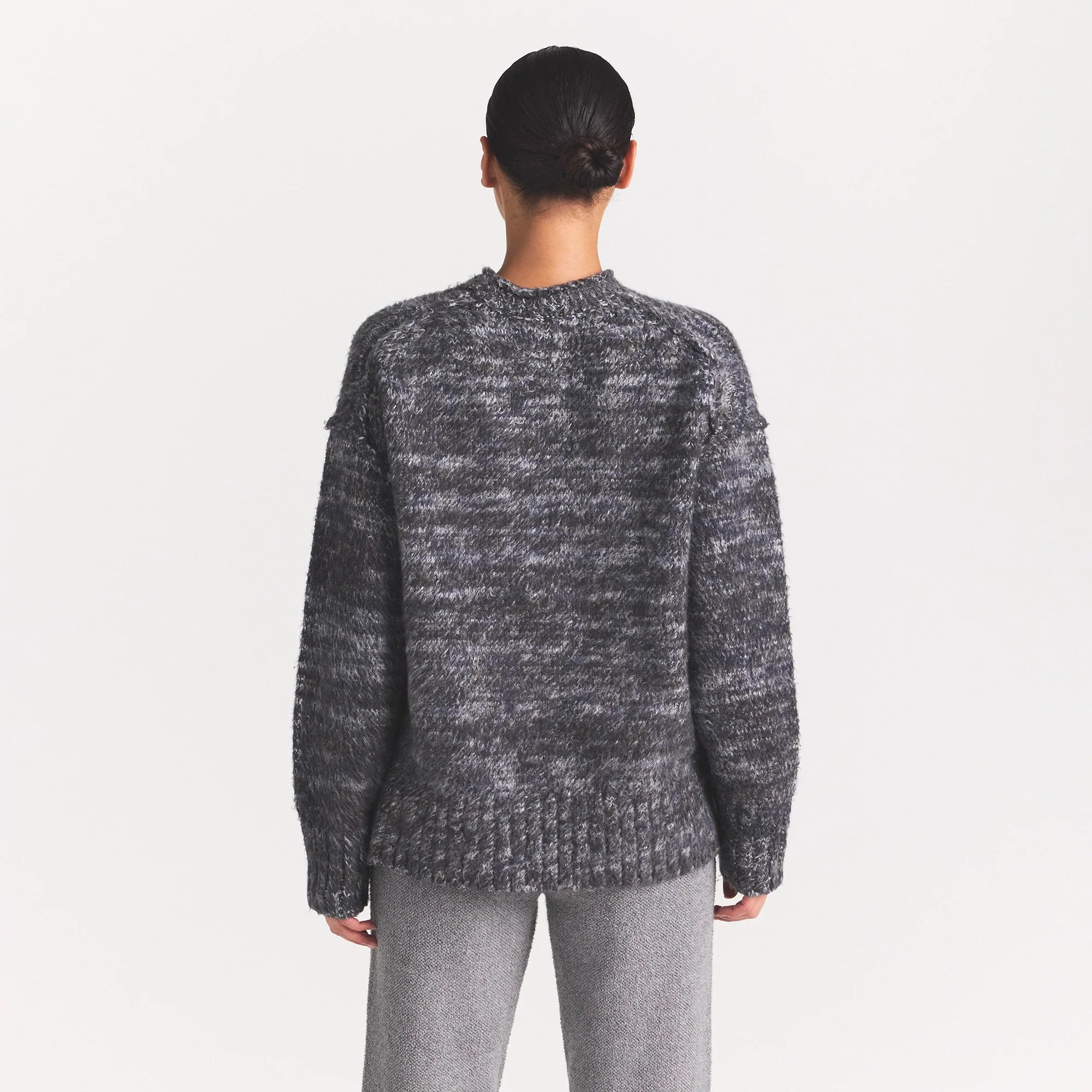 TEXTURED KNIT BRUSHED OVERSIZED PULLOVER | LAGOON HEATHER